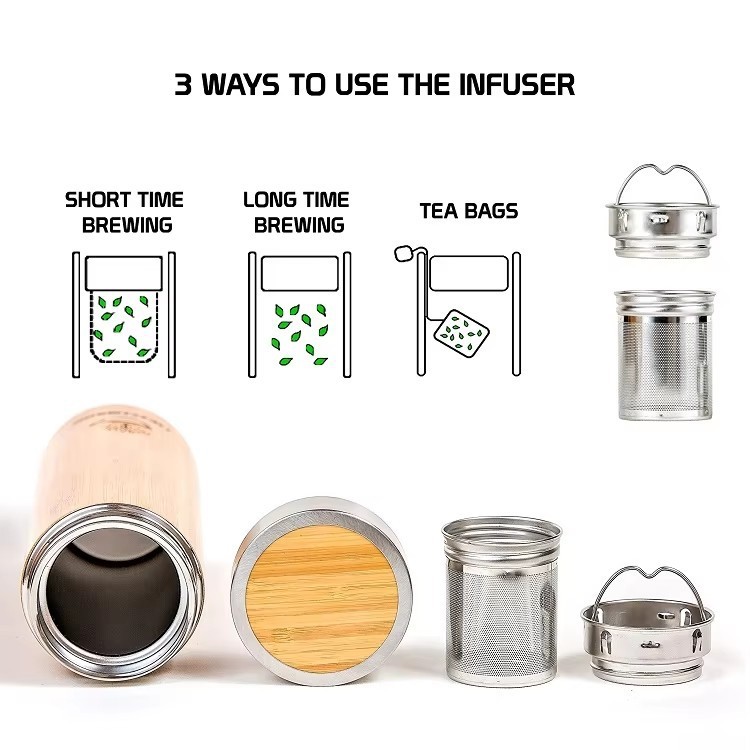 Bamboo Stainless Steel Water Bottle high quality