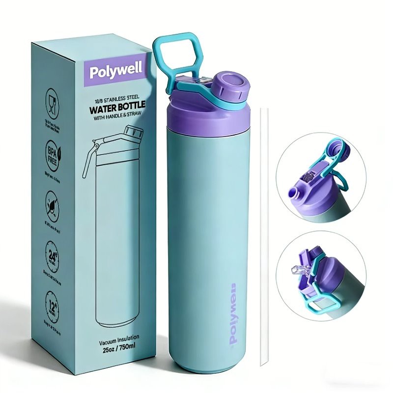 Double Insulated Water Bottle With Straw