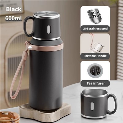 Insulated Stainless Steel Water Bottle with Cup On Top