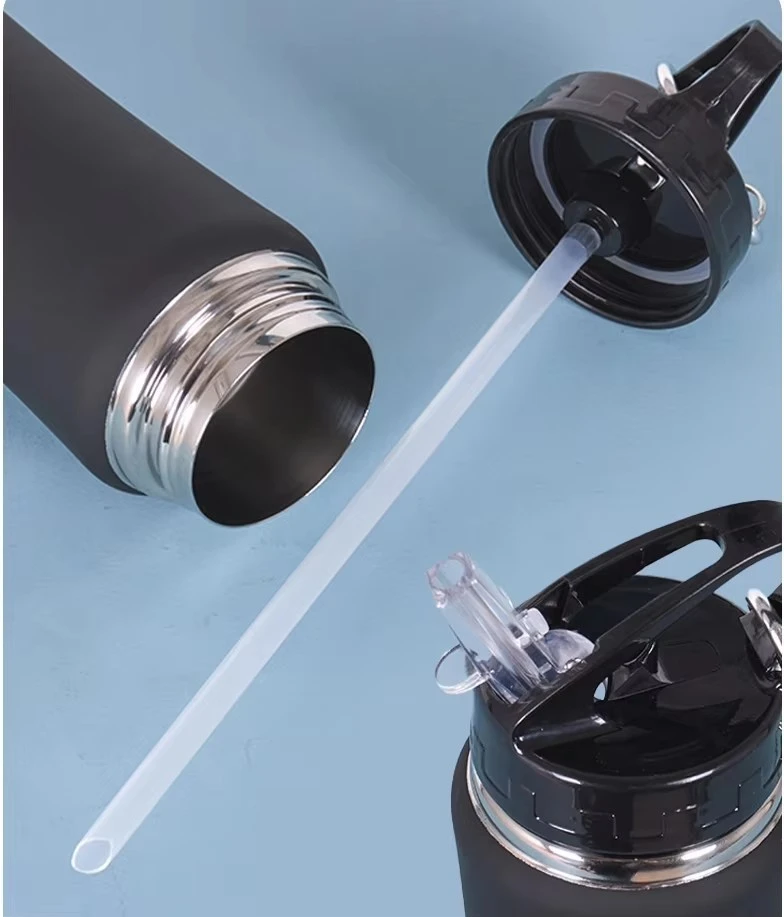 Sports Bottle with Flip Lid, Straw,Carabiner
